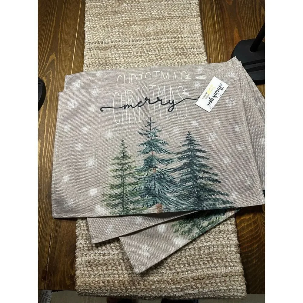 Christmas placemats set of 4 canvas new tree